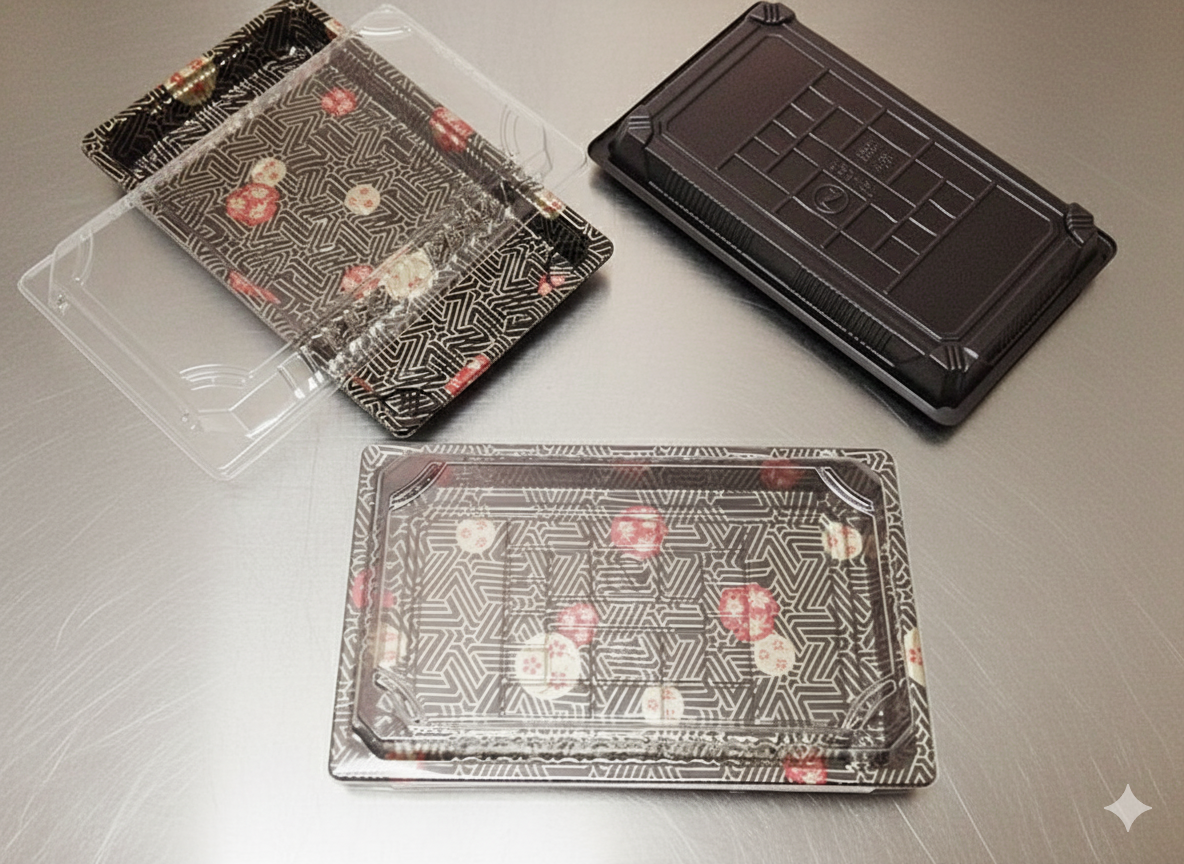 020 Sushi Container, Sakura Pattern 800 SETS / Case (800 Trays, 800 Lids) (50 × 16 PKS)