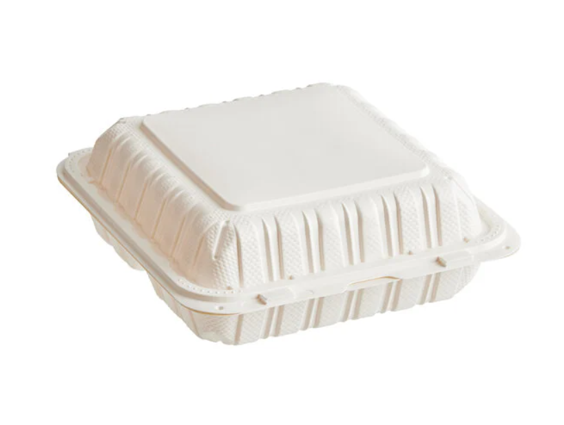 8x8 Inch Ivory White PP Container - 3 Compartment (150/Case)