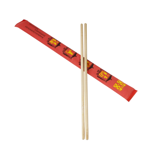 9" Bamboo Chopsticks, Red Paper Wrapper (500) Pairs