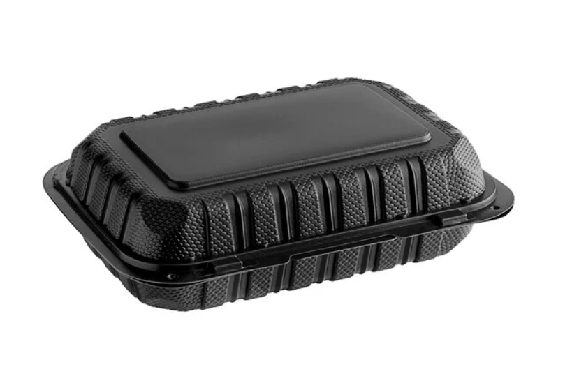 9x6 Inch Rectangular Black PP Container - 1 Compartment (150/Case)