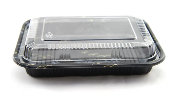 820 Large Entree Tray, Sushi Container ( Kamome Bird ) (240 Sets) 600 SETS / Case (240 Trays, 240 Lids) ≈10.5" × 7.5" × 1.7" (L×W×H)