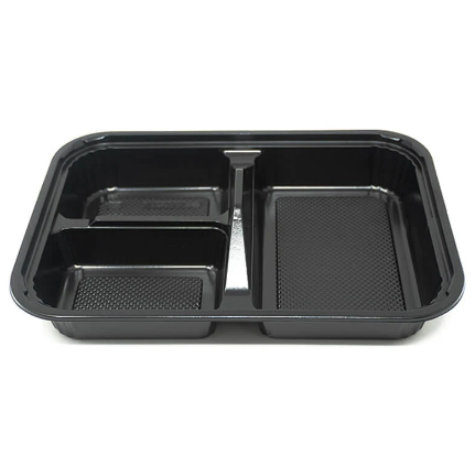303 Microwavable Bento Box Container, Black 270 SETS / Case (270 Trays, 270 Lids)