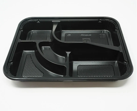 306 Microwavable Bento Box Container, Black 200 SETS / Case (200 Trays, 200 Lids)