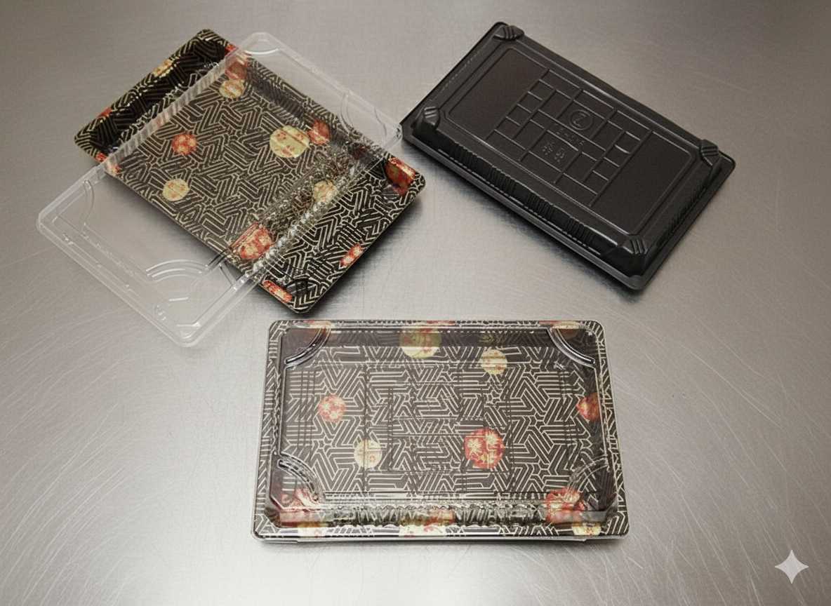 015 Sushi Container, Sakura Pattern 1000 SETS / Case (1000 Trays, 1000 Lids) (50 × 20 PKS)