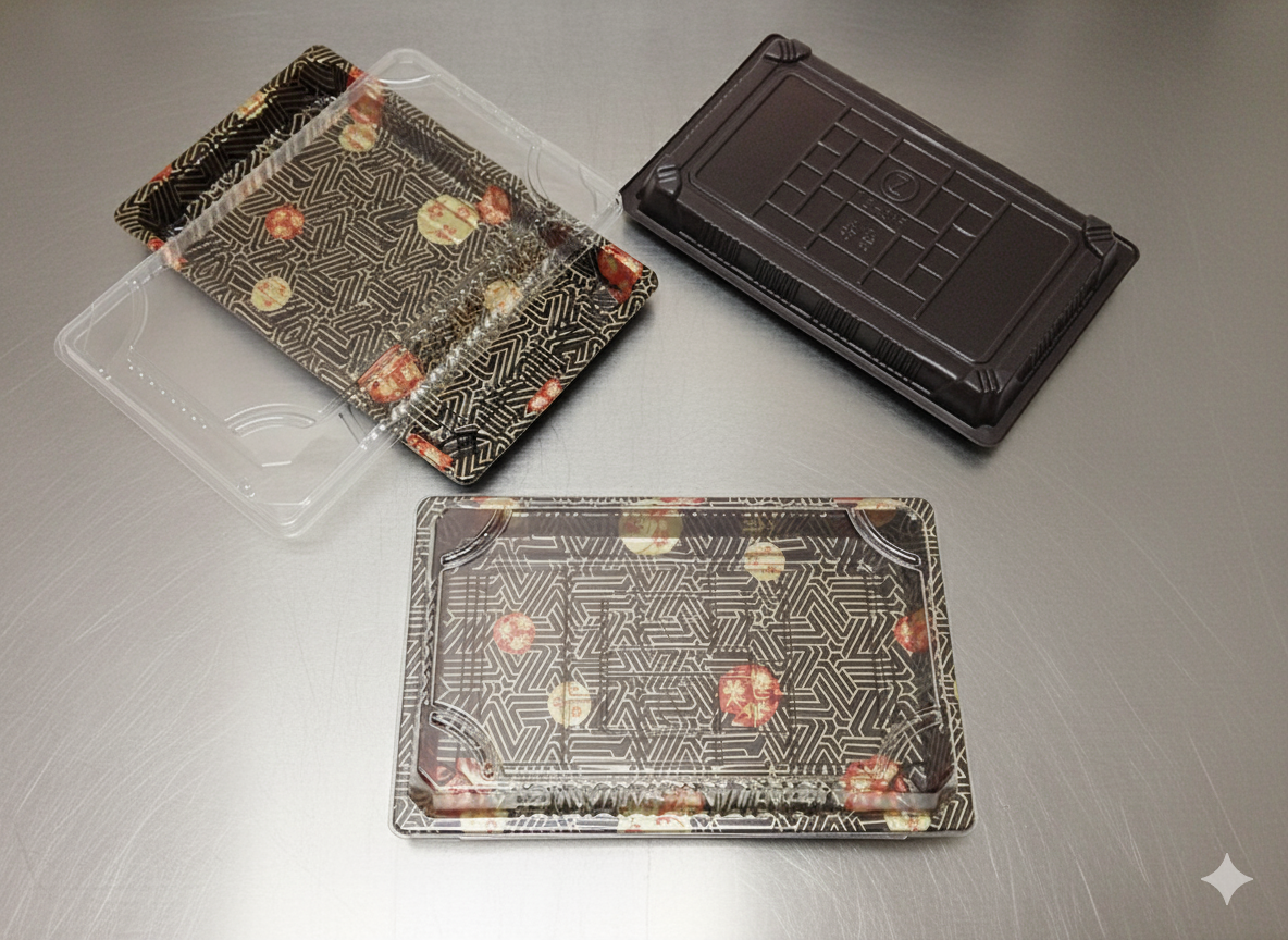 008 Sushi Container, Sakura Pattern 1500 SETS / Case (1500 Trays, 1500 Lids) (50 × 30 PKS)