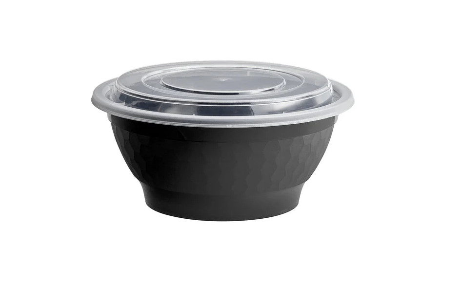 Tiger Brand 36 oz. Black Round Microwavable Bowl & Lid Set (150 Count, Heavy Weight)