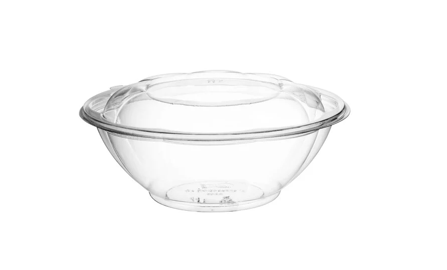 24 oz. Clear Plastic Salad Bowl with Lid  - 150/Case