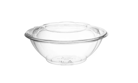 24 oz. Clear Plastic Salad Bowl with Lid  - 150/Case