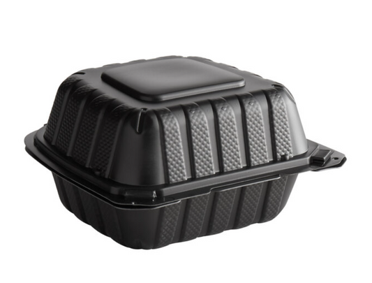 6x6 Inch Black PP Container - 1 Compartment (250/Case) (61), (225)