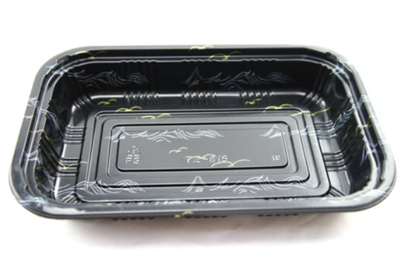 815 Mid-Capacity Tray, (Kamome Bird) Sushi Container 300 SETS / Case (300 Trays, 300 Lids) ≈9.6" × 6.8" × 1.7" (L×W×H)