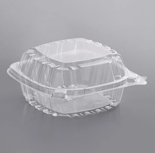Clear Hinged Lid Plastic Container - 5 3/8" x 5 1/4" x 2 5/8"