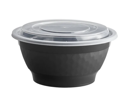 Tiger Brand 36 oz. Black Round Microwavable Bowl & Lid Set (150 Count, Heavy Weight)