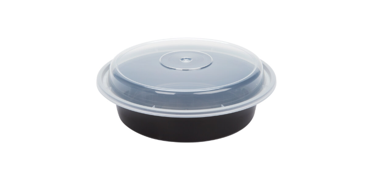 SK 948B Premium 44 oz / ≈ 48 . Black Round Microwavable Super Bowl with Lids (150-Count Case)