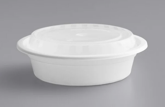 Tiger Brand Heavy-Duty 24 oz. White Round Microwavable Takeout Food Containers with Lids (150-Count Case)