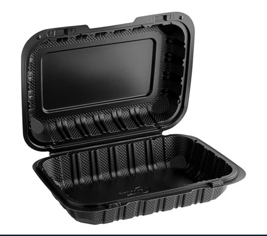 9x6 Inch Rectangular Black PP Container - 1 Compartment (150/Case)