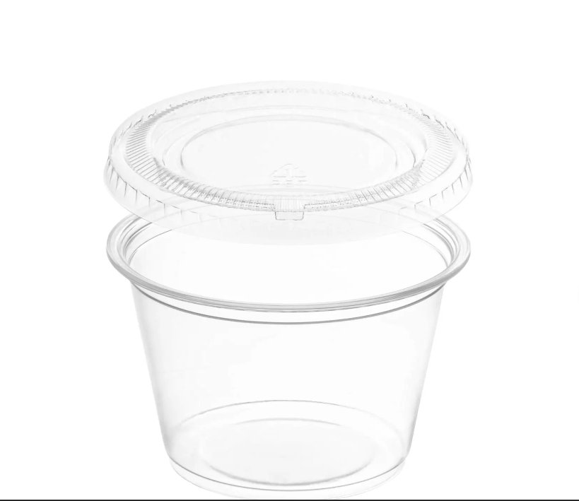 Tiger Heavy Weight 1 oz. Clear Plastic Proportion Cups and Lids 2000 (SETS)