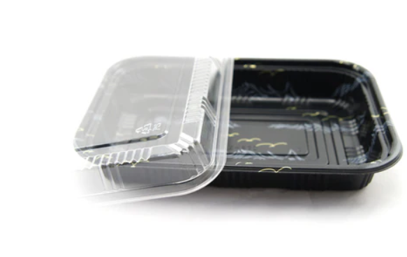 820 Large Entree Tray, Sushi Container  ( Kamome Bird ) (240 Sets) 600 SETS / Case (240 Trays, 240 Lids) ≈10.5" × 7.5" × 1.7" (L×W×H)